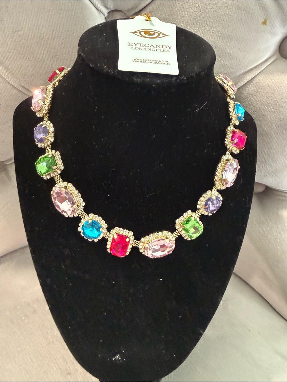 eye candy Multicolor Crystal Collar Necklace - Gold Tone